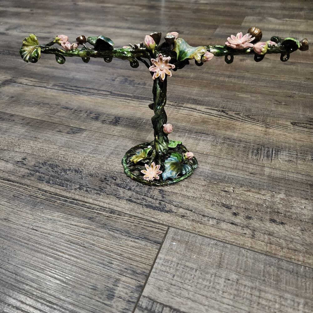 Fairy style metal enamel floral earring jewelry holder VV